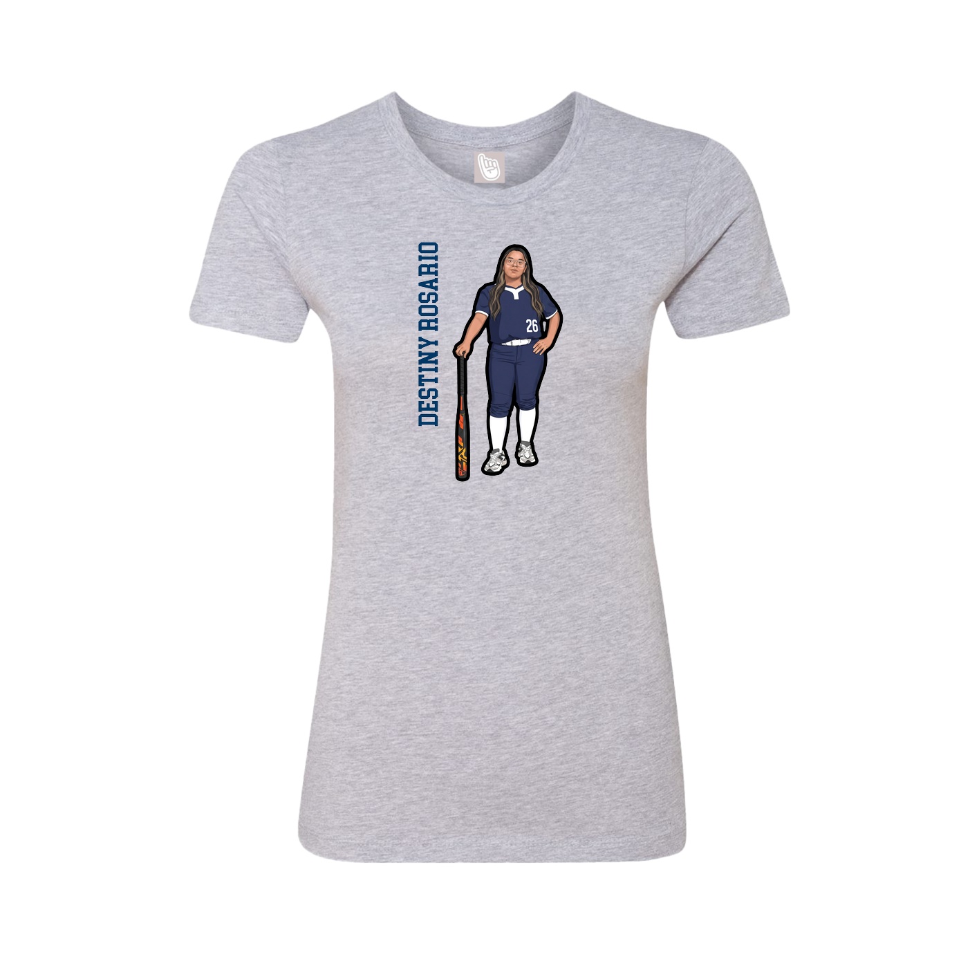 Womens Tee — Name Vertical in Grey