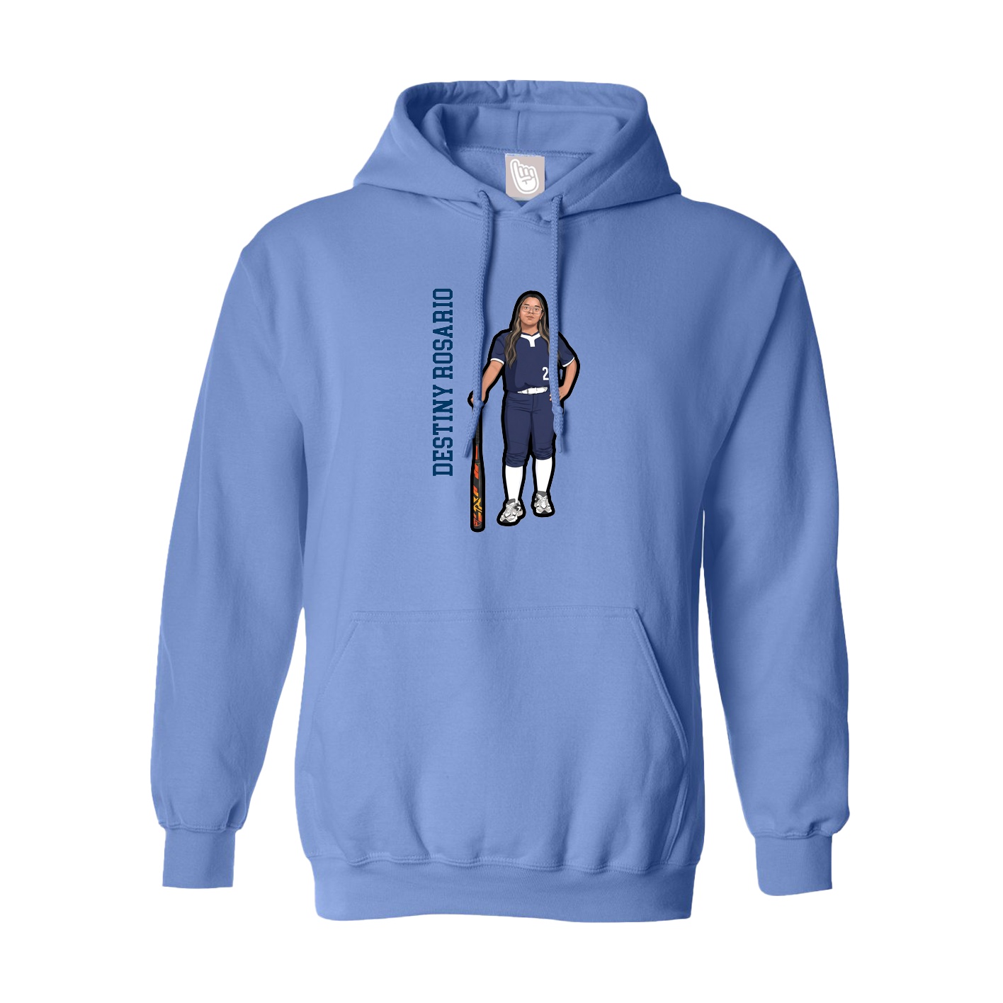 Youth Hoodie — Name Vertical in Powder Blue