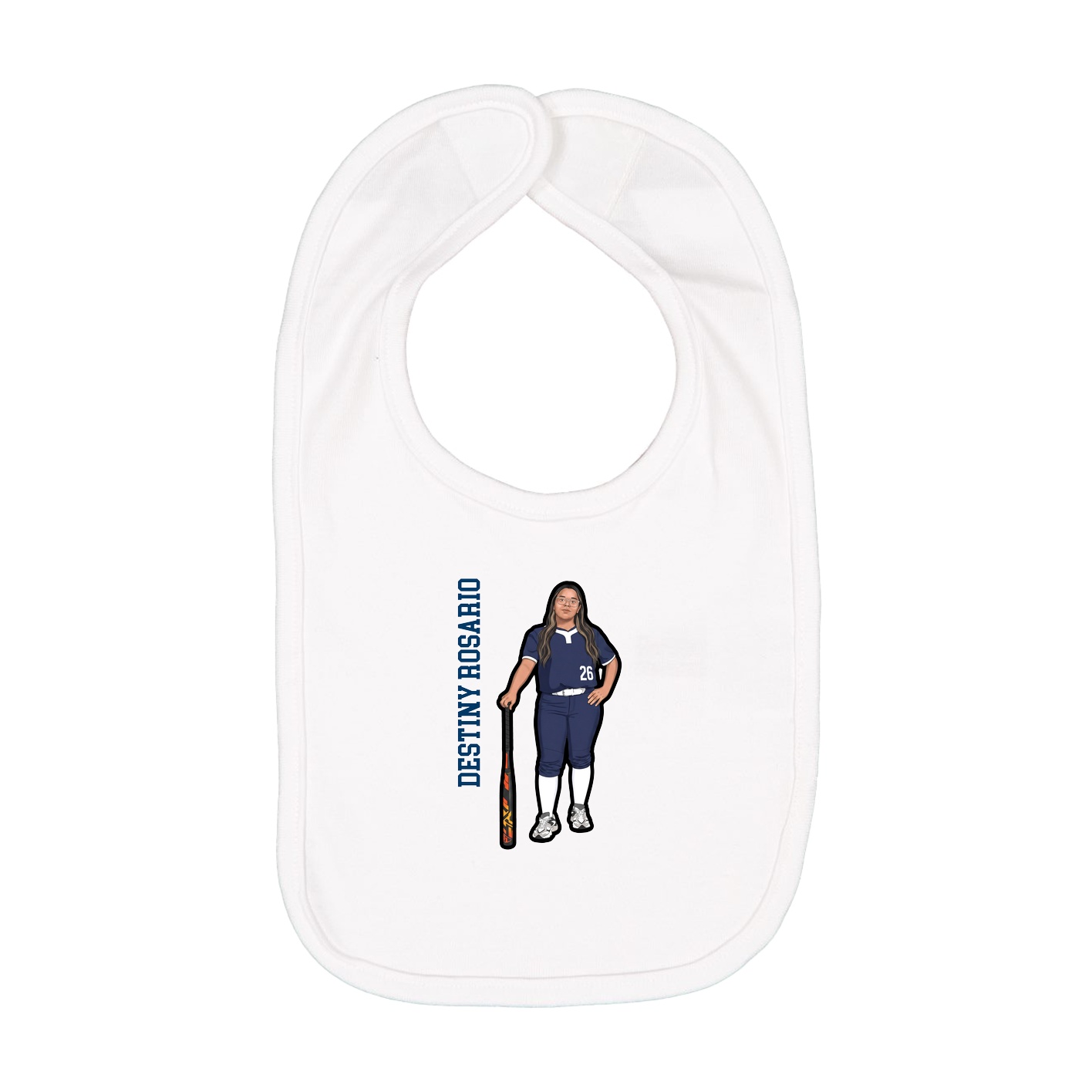 Infant Bib — Name Vertical in White