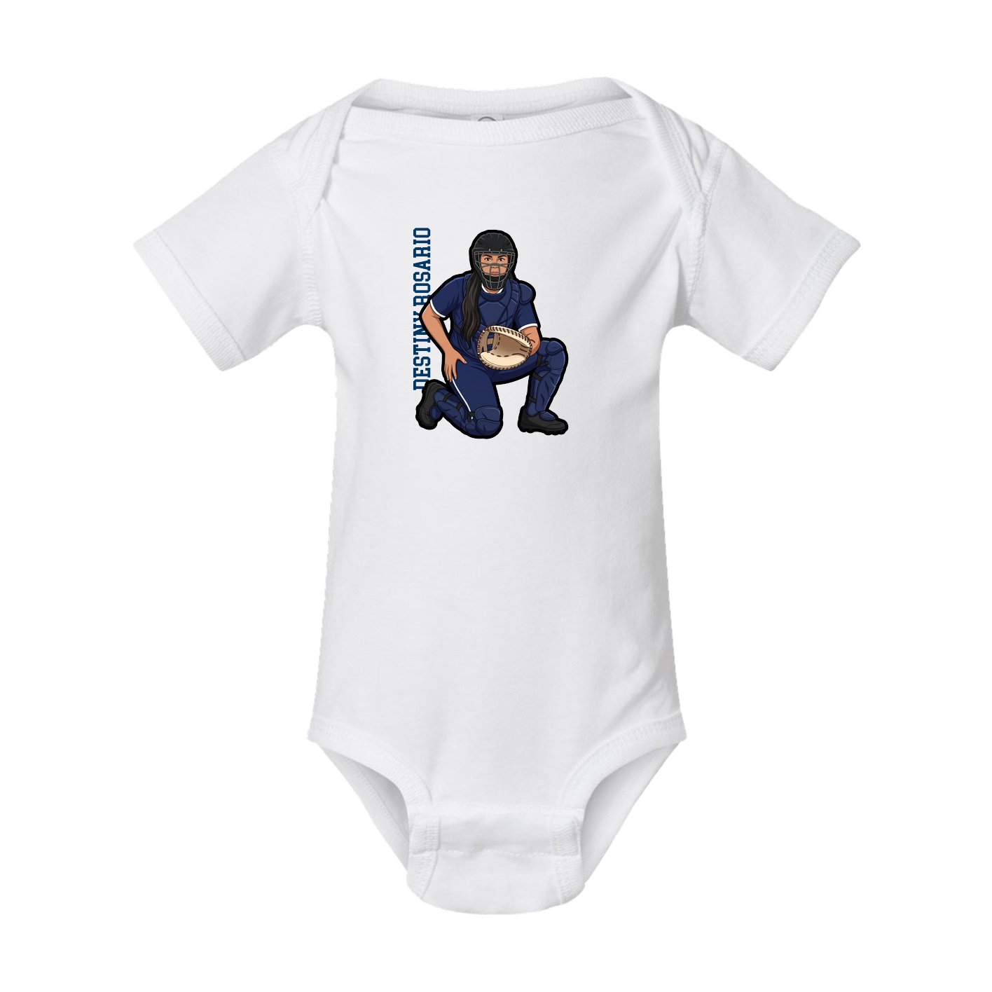 Baby Onesie — Name Vertical in White