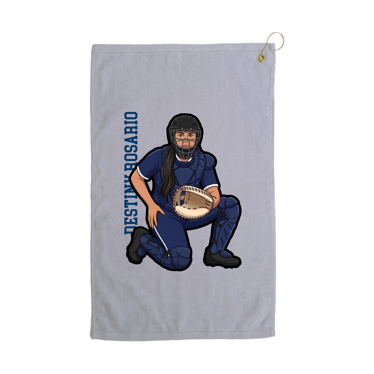 Golf Towel — Name Vertical in Grey