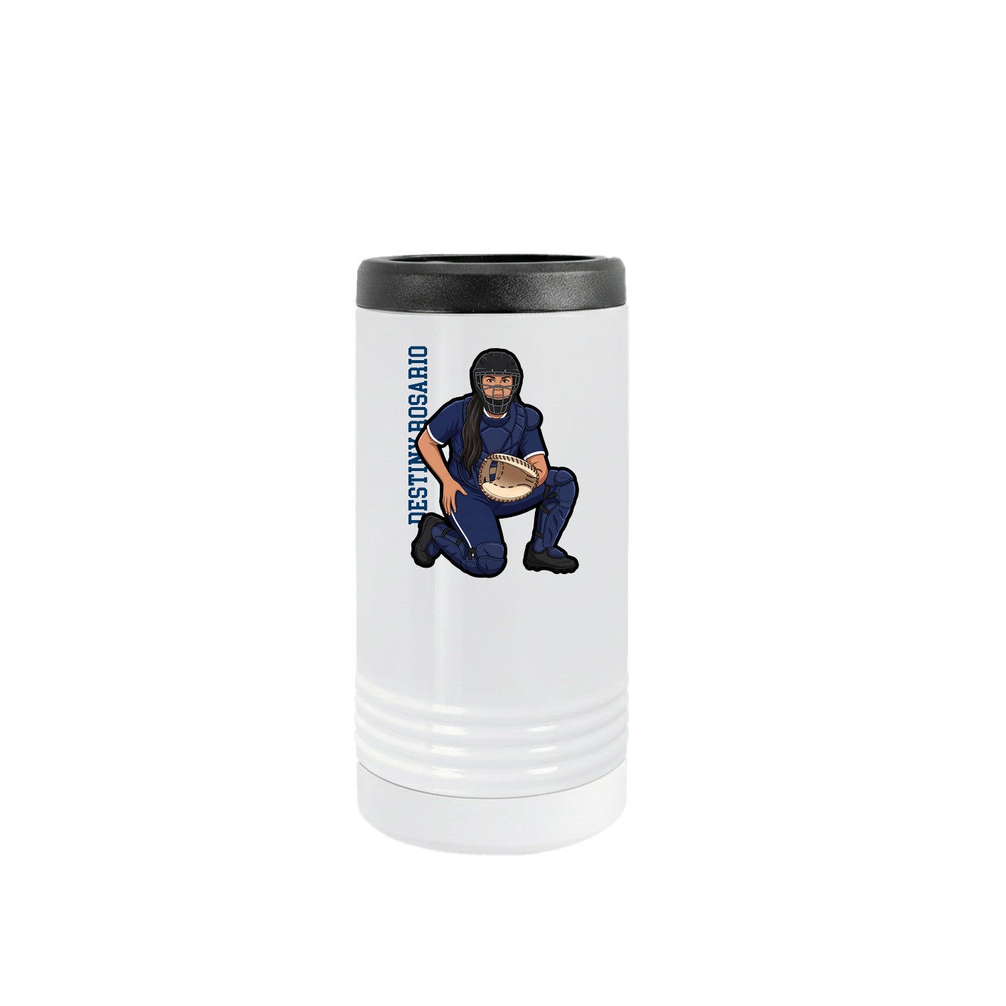 Slim Beverage Holder — Name Vertical in White