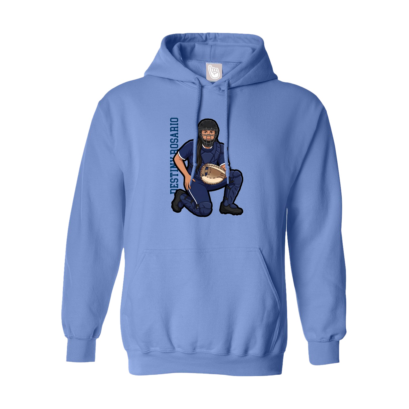 Youth Hoodie — Name Vertical in Powder Blue