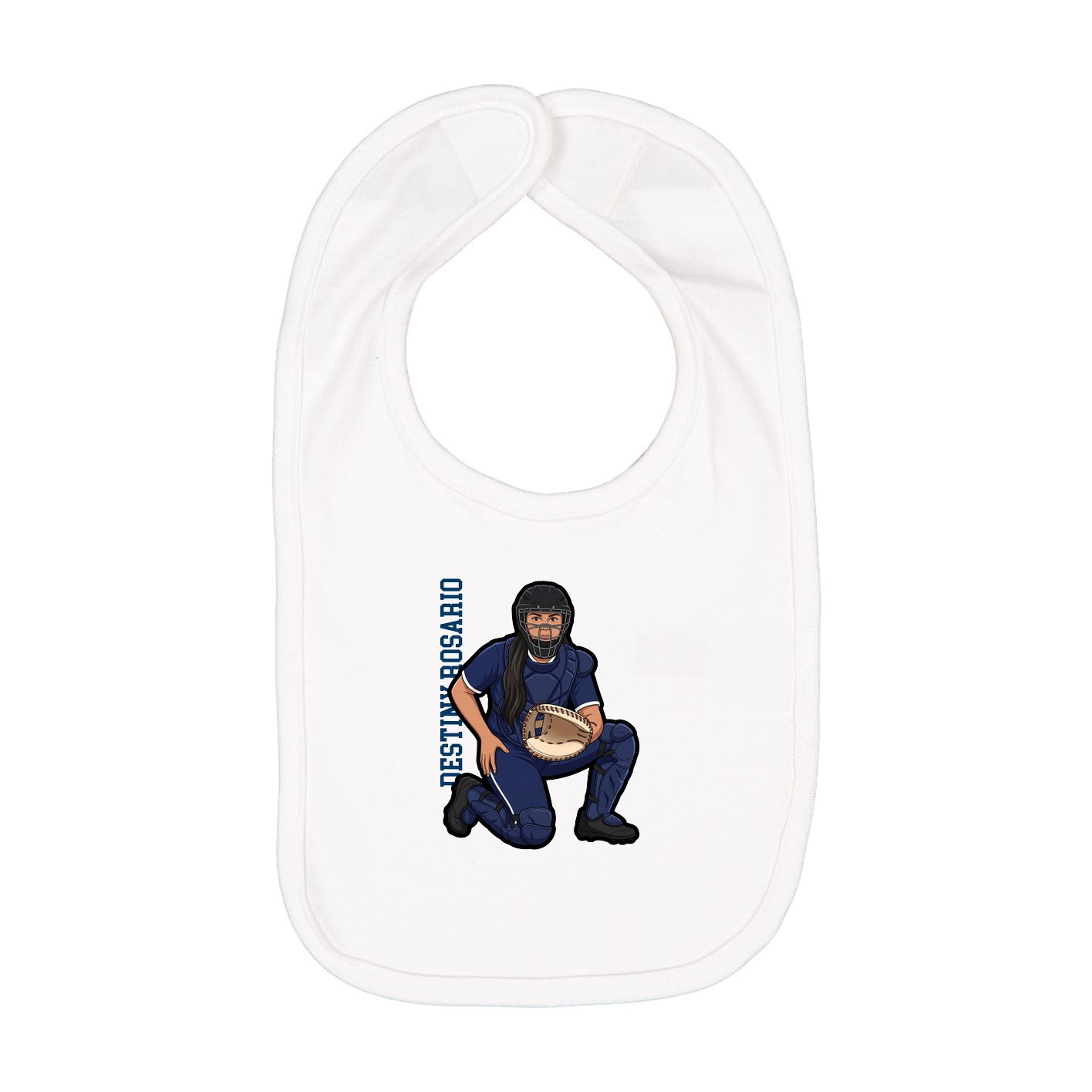 Infant Bib — Name Vertical in White