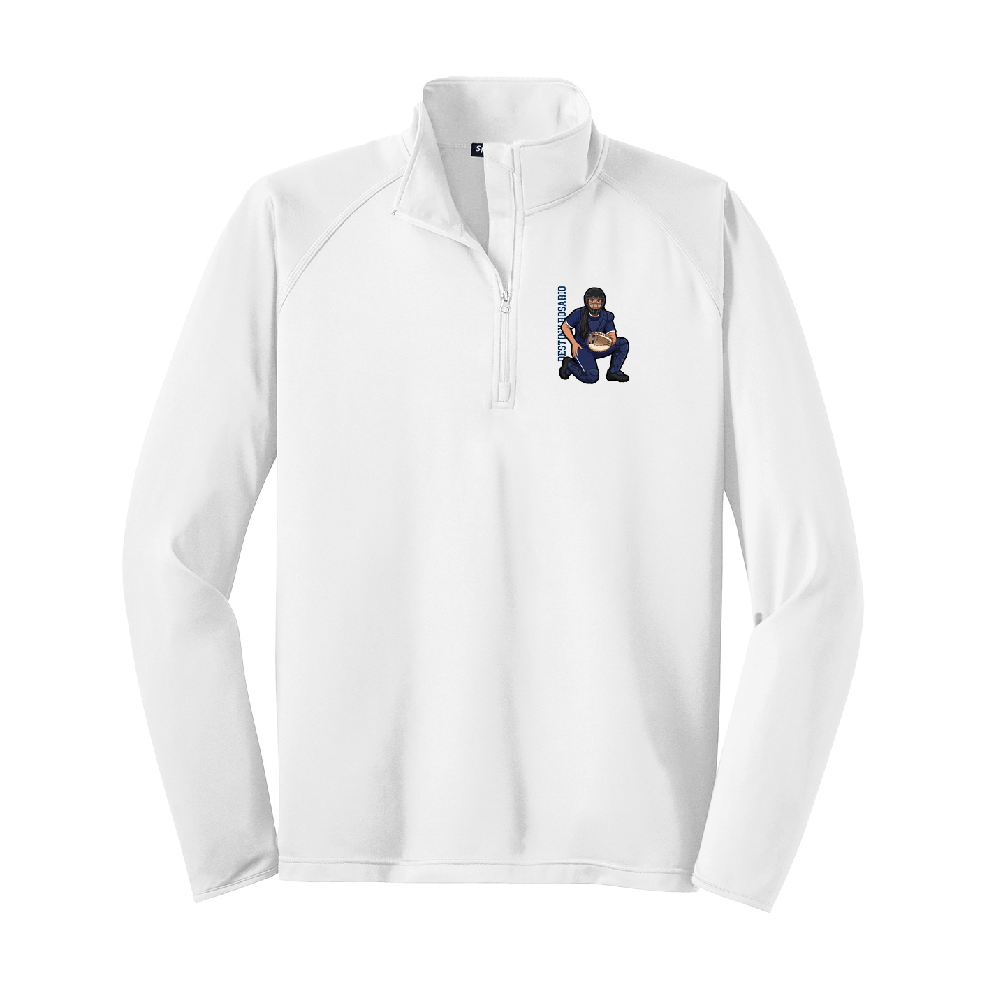Q-Zip Pullover — Name Vertical in White