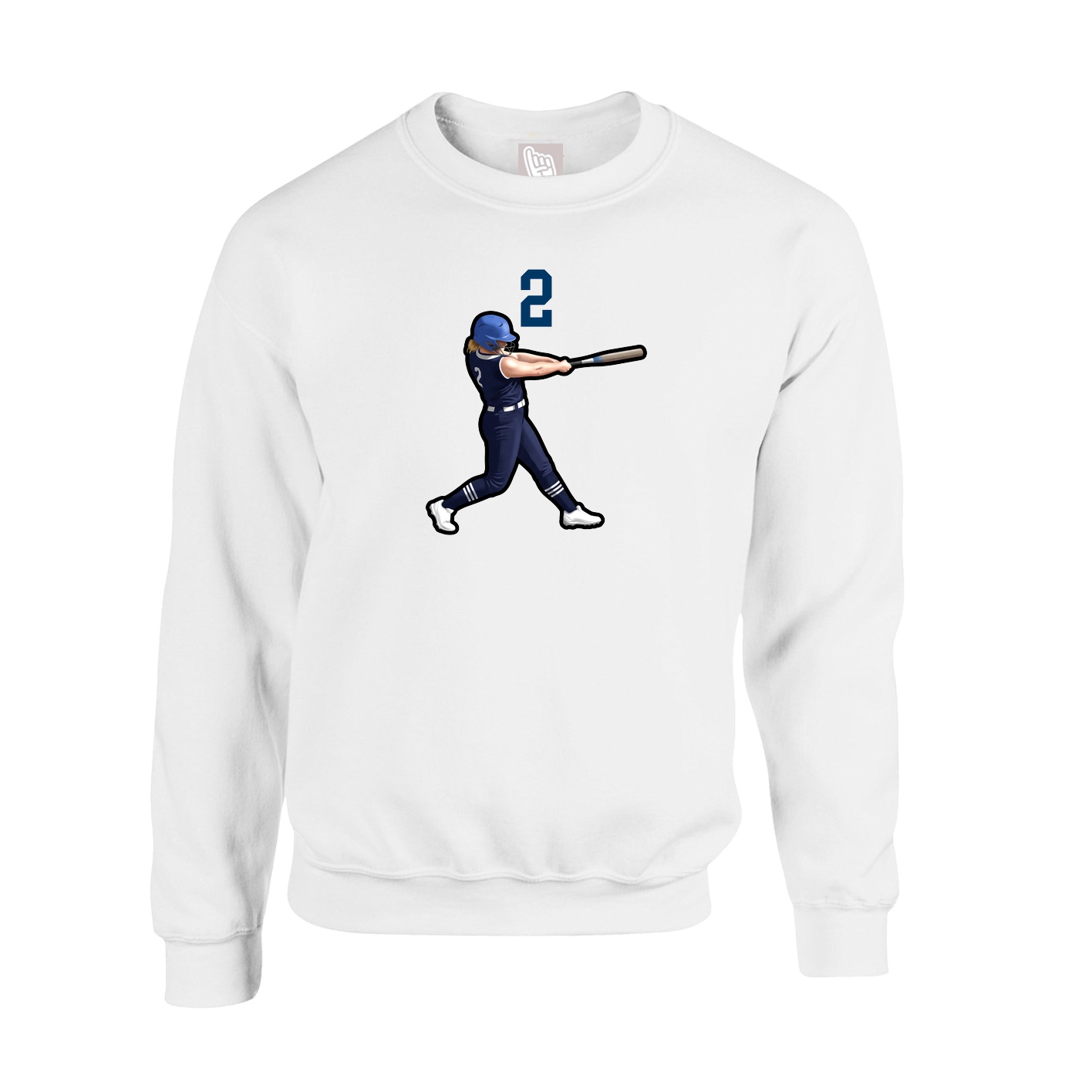 Fleece Crew — Number Top in White