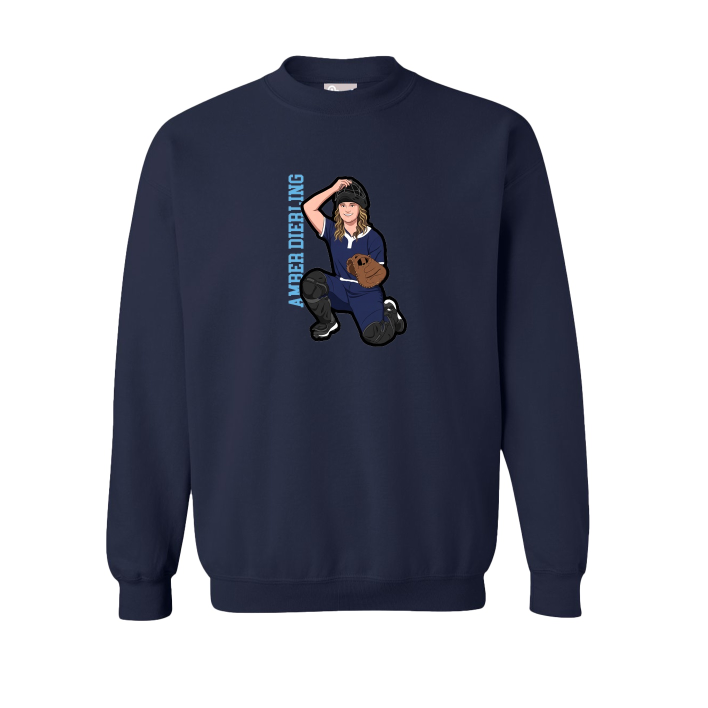 Fleece Crew — Name Vertical in Navy