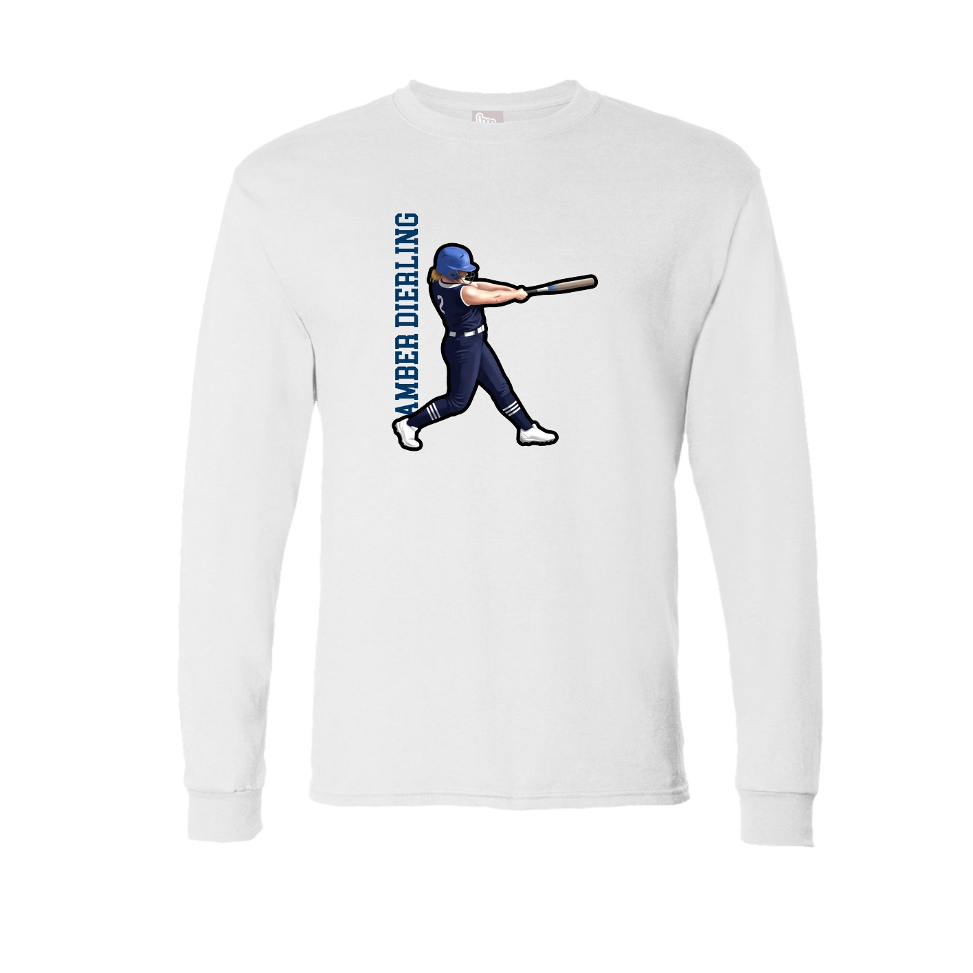 Long Sleeve Tee — Name Vertical in White