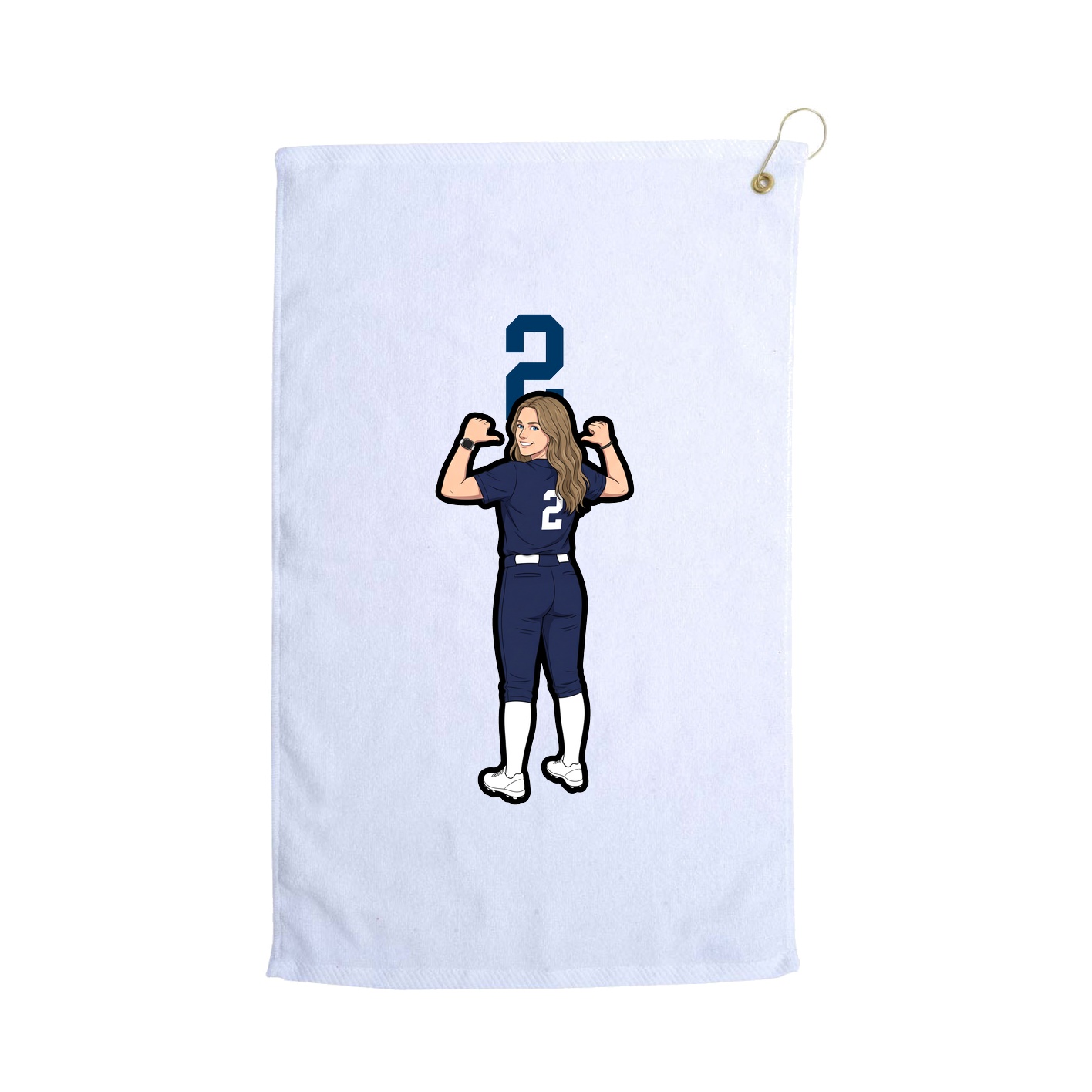 Golf Towel — Number Top in White