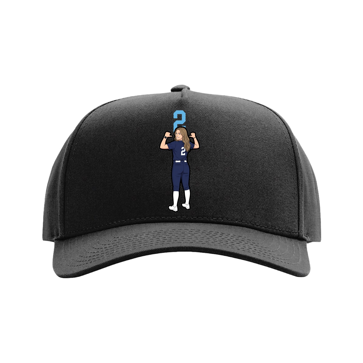 Full Fabric Five-Panel Champ Cap — Number Top in Black
