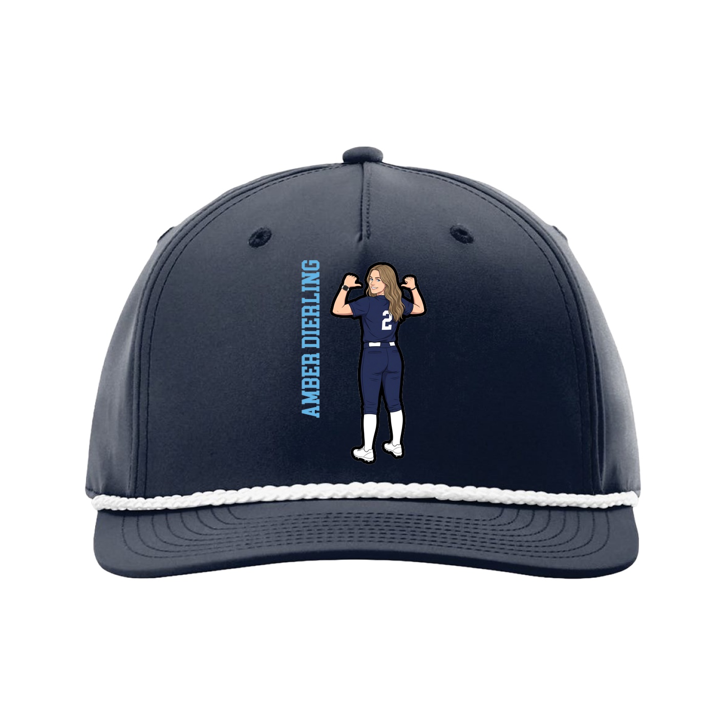 Five-Panel Classic Rope Cap — Name Vertical in Navy