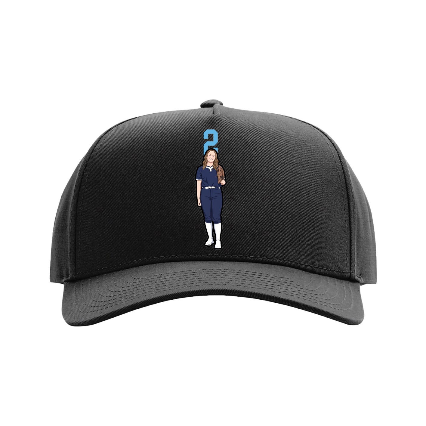 Full Fabric Five-Panel Champ Cap — Number Top in Black
