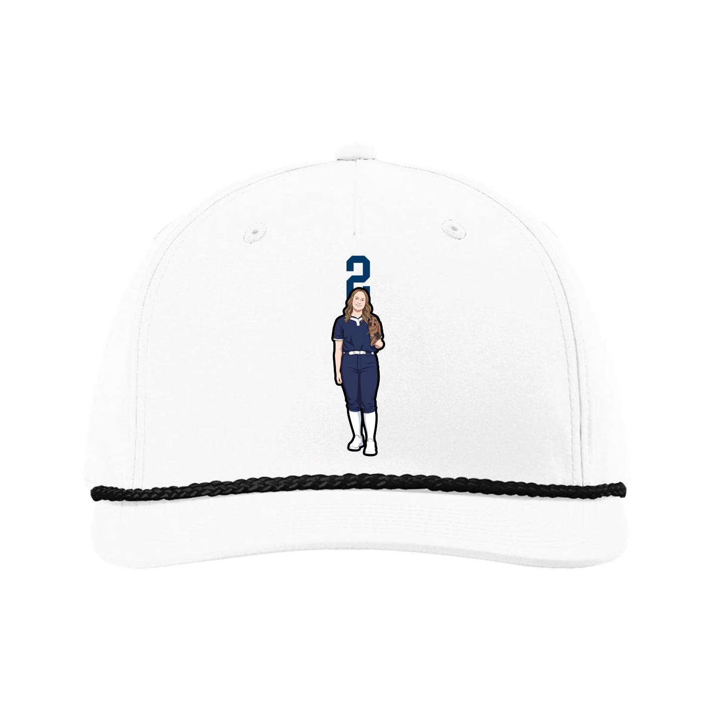 Five-Panel Classic Rope Cap — Number Top in White
