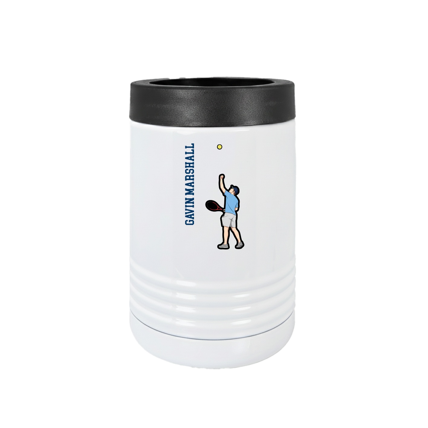 Beverage Holder — Name Vertical in White