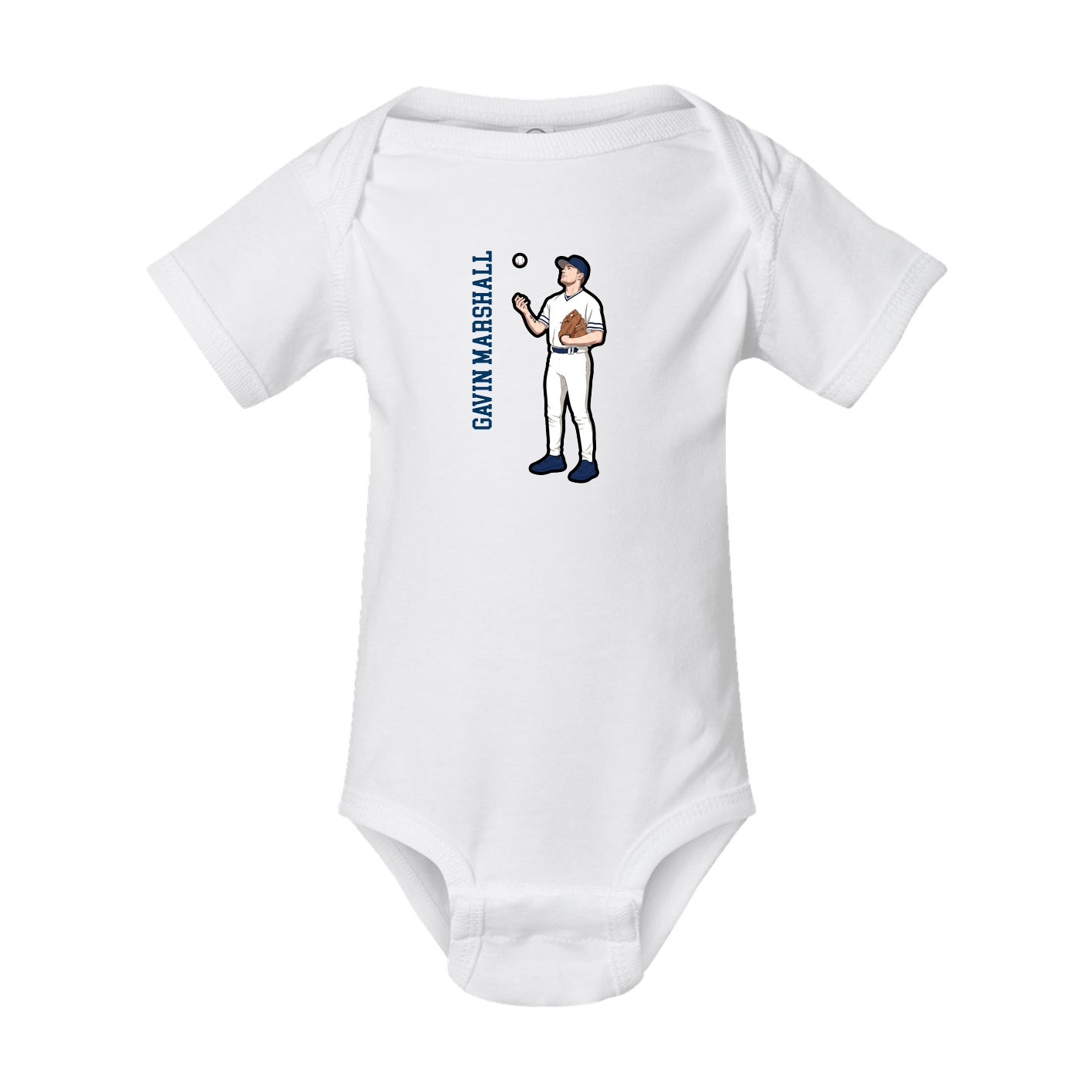 Baby Onesie — Name Vertical in White