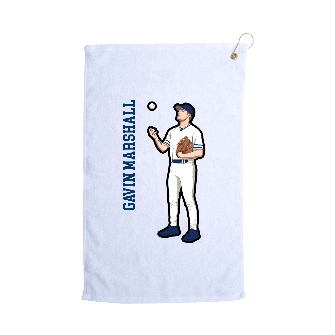 Golf Towel — Name Vertical in White
