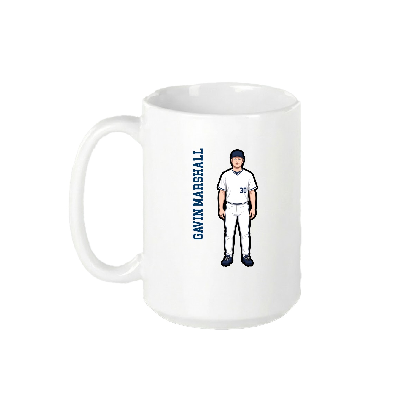 15oz Coffee Mug — Name Vertical in White