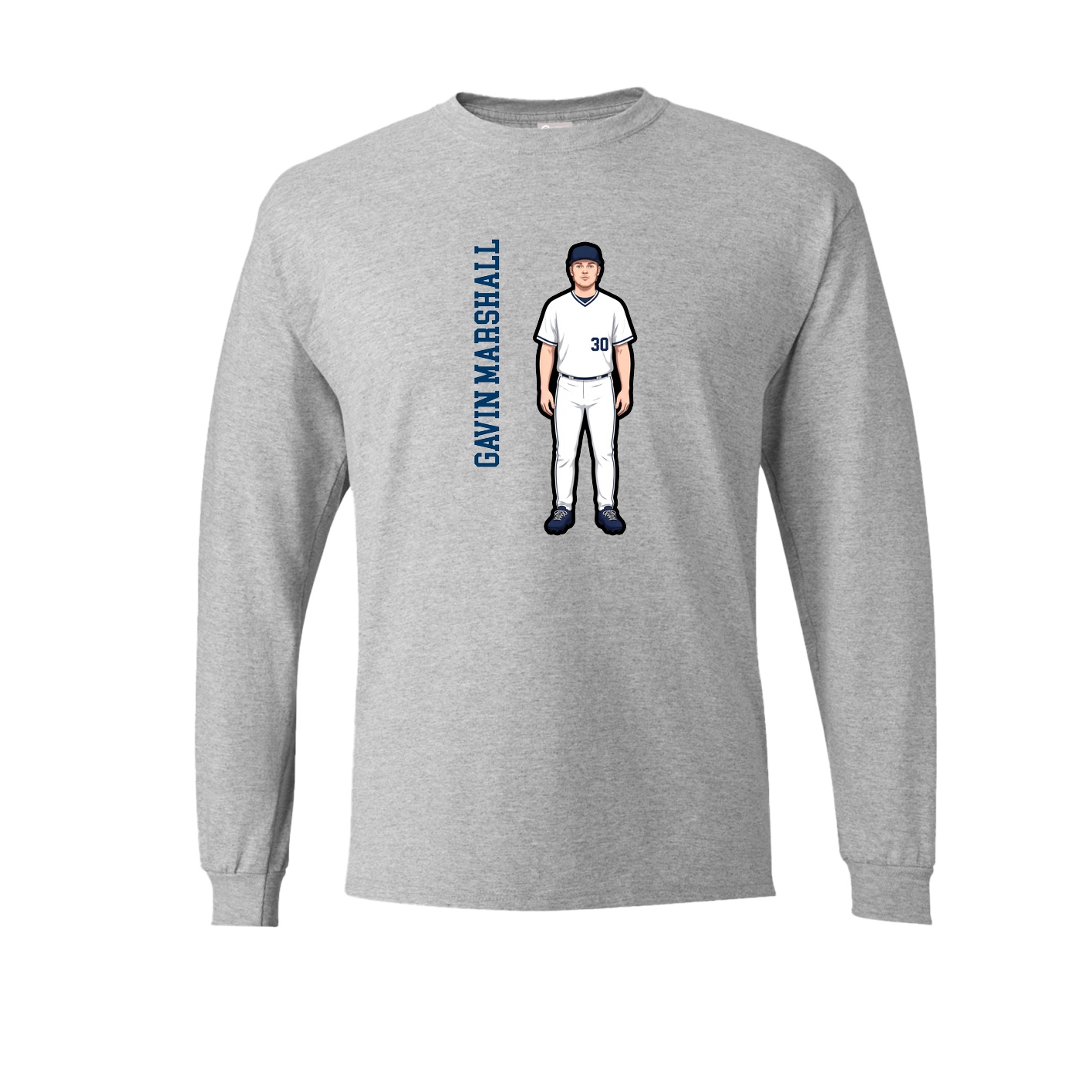 Long Sleeve Tee — Name Vertical in Grey