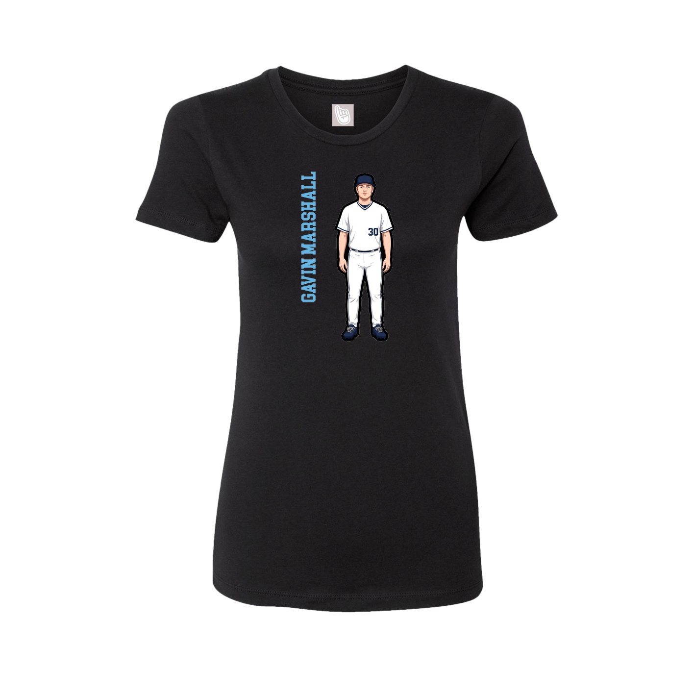 Womens Tee — Name Vertical in Black