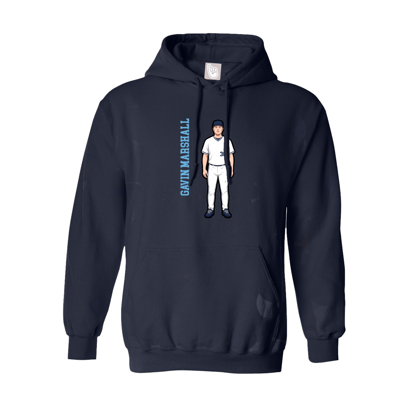 Youth Hoodie — Name Vertical in Navy