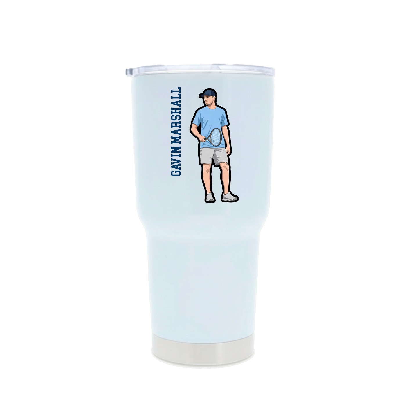 30oz Stainless Steel Tumbler — Name Vertical in White