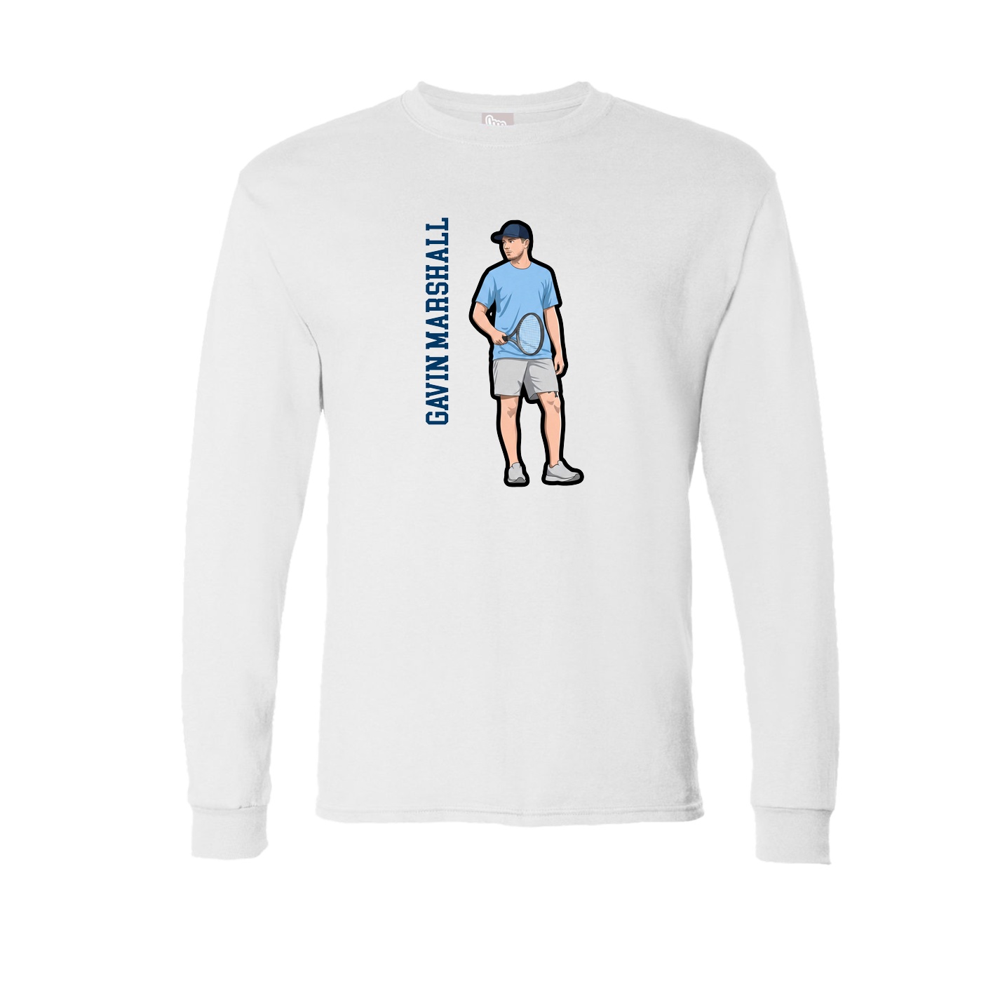 Long Sleeve Tee — Name Vertical in White