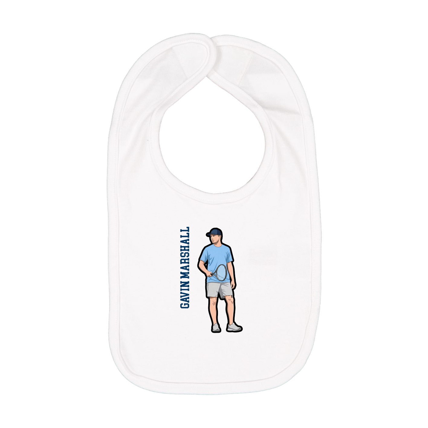 Infant Bib — Name Vertical in White
