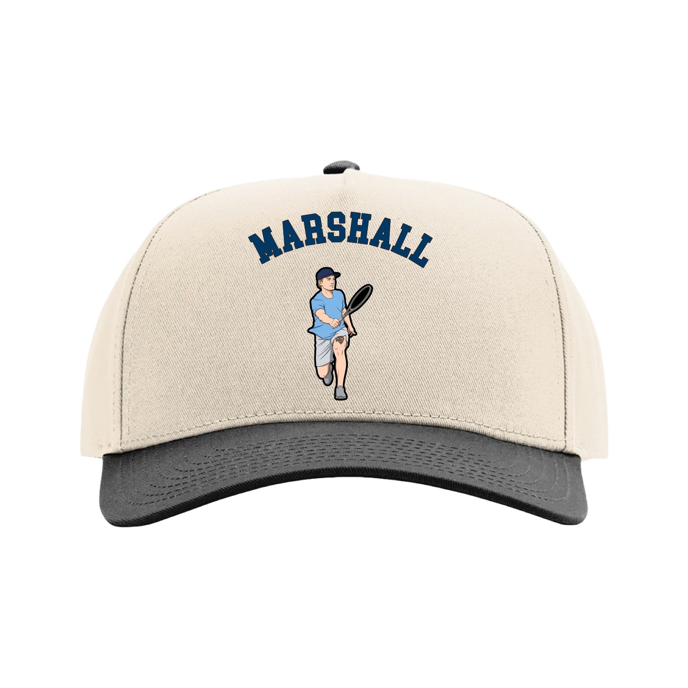 Full Fabric Five-Panel Champ Cap — Shirsey Arch in Cream/Black