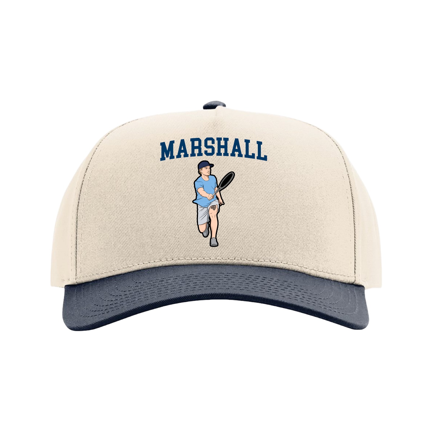 Full Fabric Five-Panel Champ Cap — Shirsey in Cream/Navy