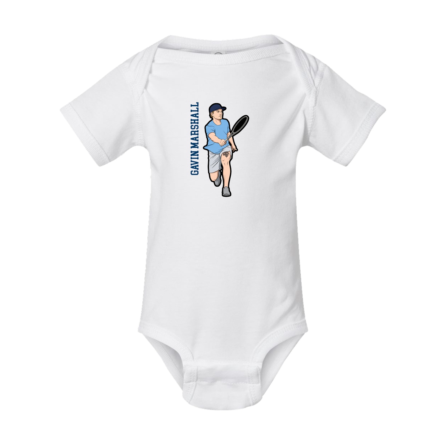 Baby Onesie — Name Vertical in White