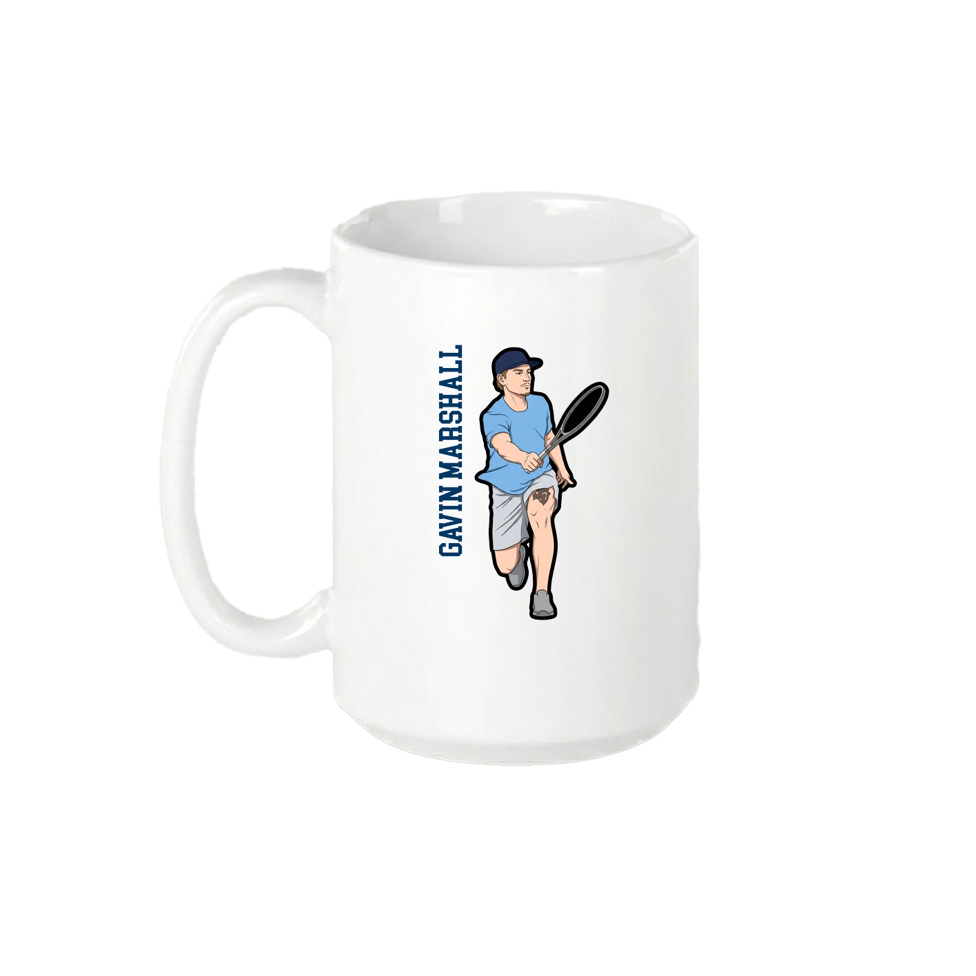 15oz Coffee Mug — Name Vertical in White