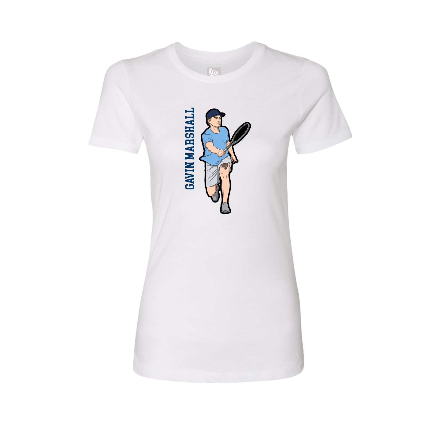 Fitted Women's Tee — Name Vertical in White