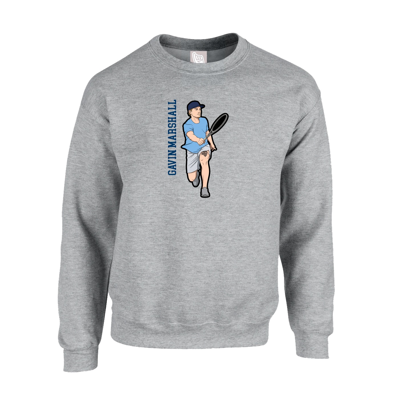 Fleece Crew — Name Vertical in Grey