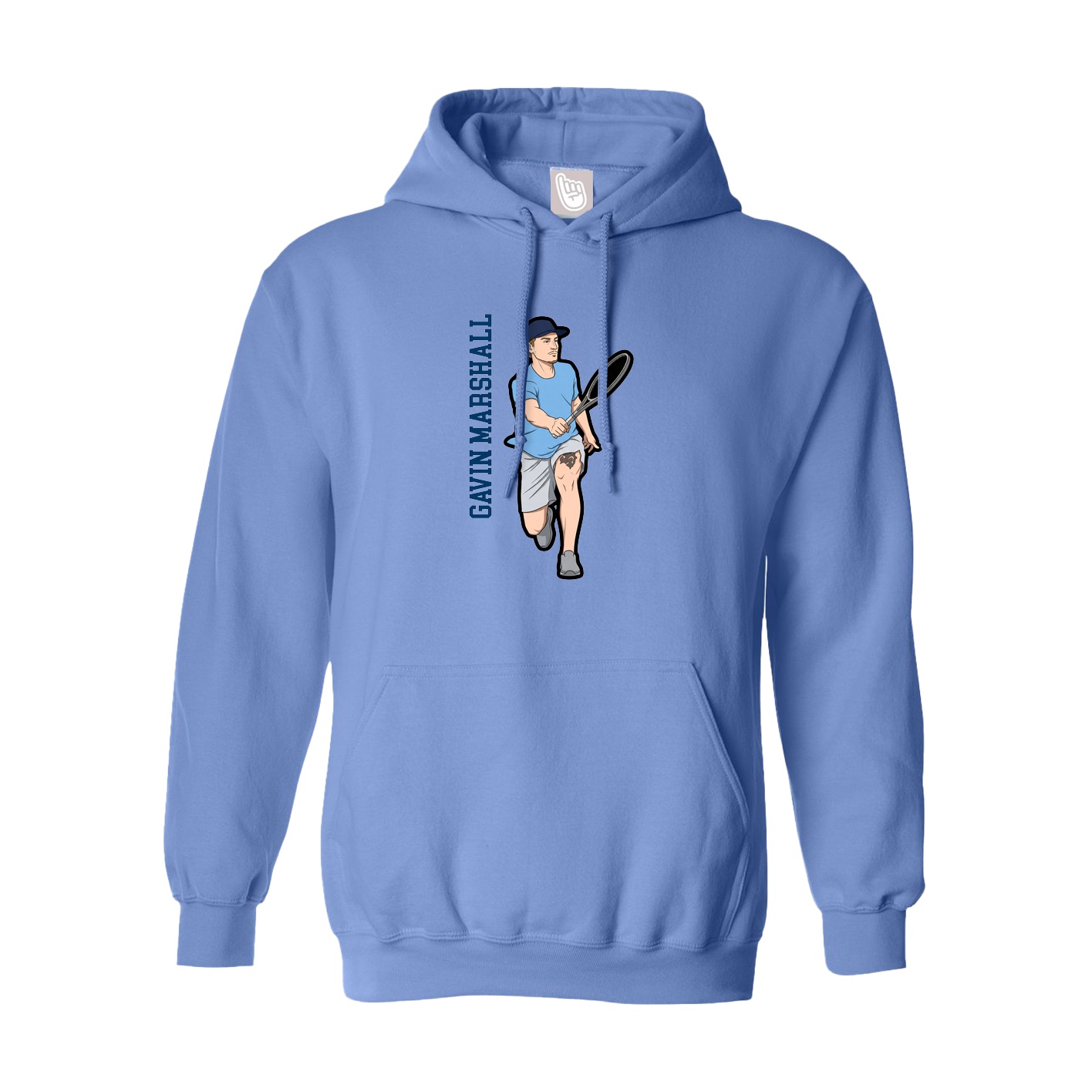Youth Hoodie — Name Vertical in Powder Blue