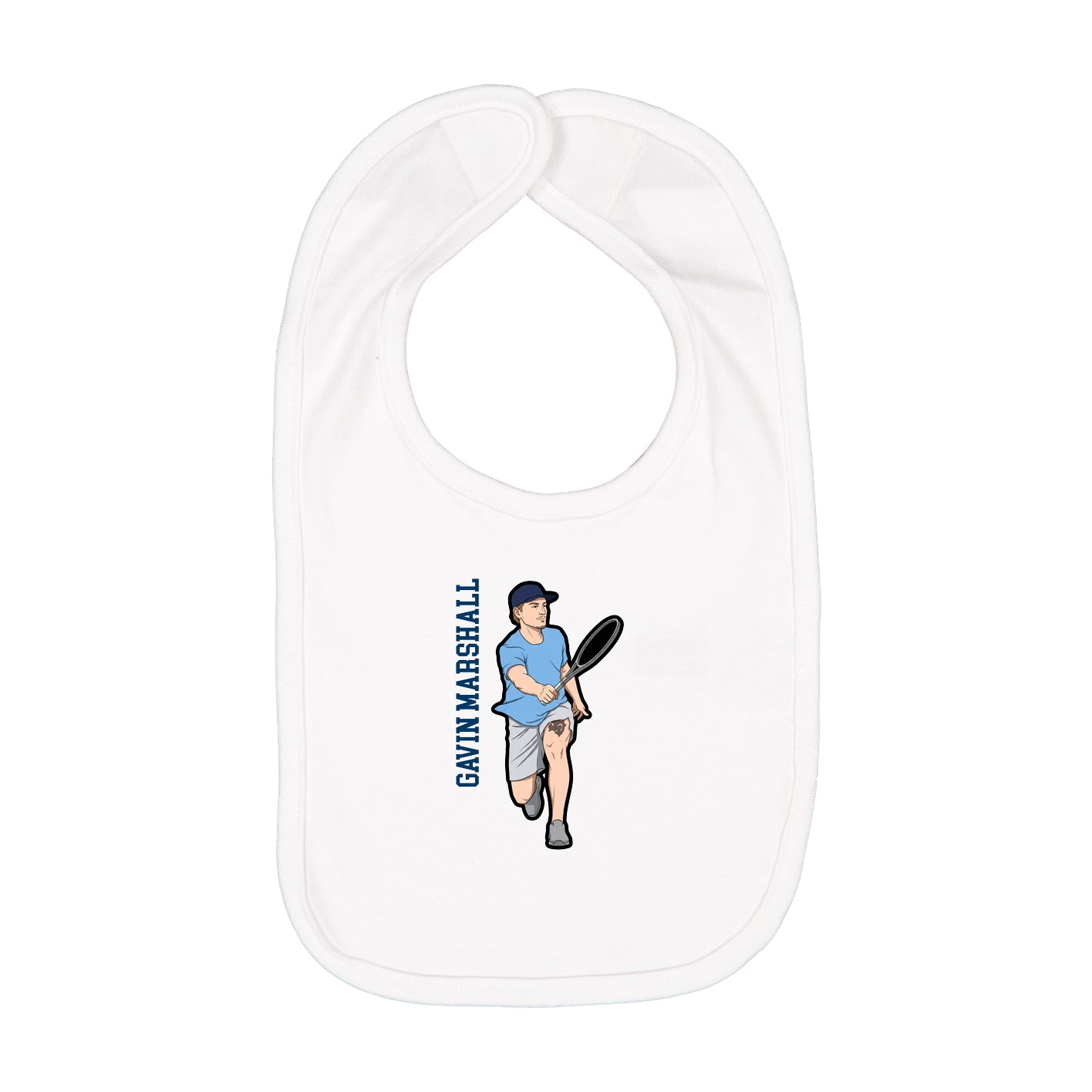 Infant Bib — Name Vertical in White