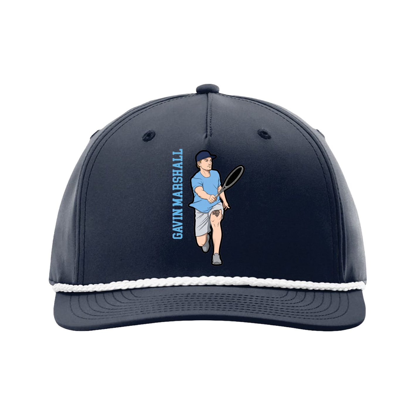 Five-Panel Classic Rope Cap — Name Vertical in Navy
