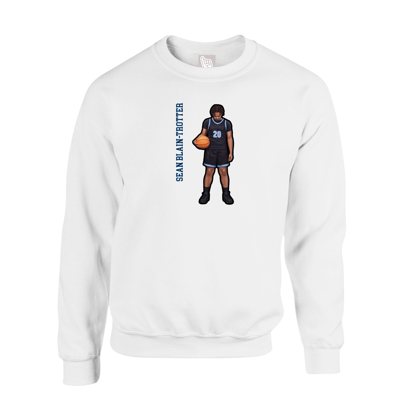 Fleece Crew — Name Vertical in White