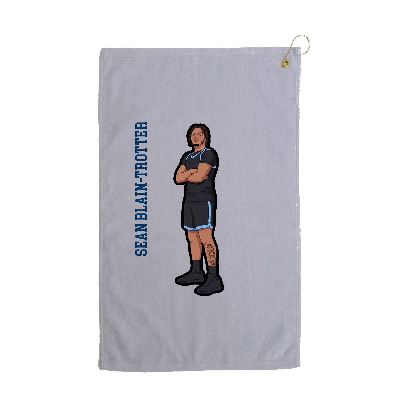 Golf Towel — Name Vertical in Grey