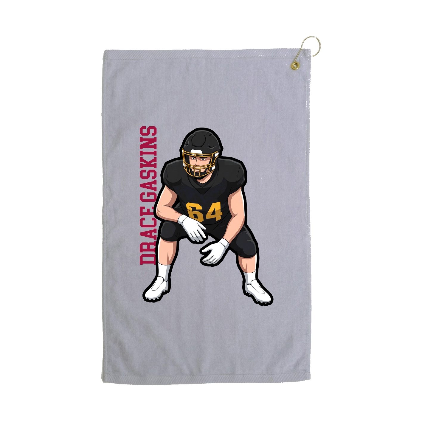 Golf Towel — Name Vertical in Grey