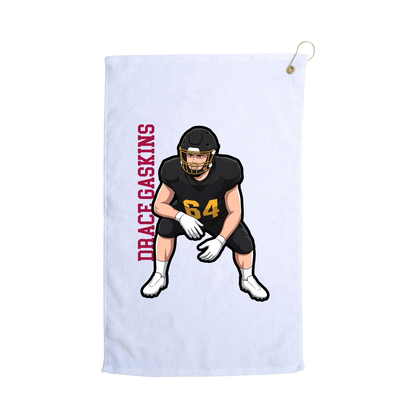 Golf Towel — Name Vertical in White
