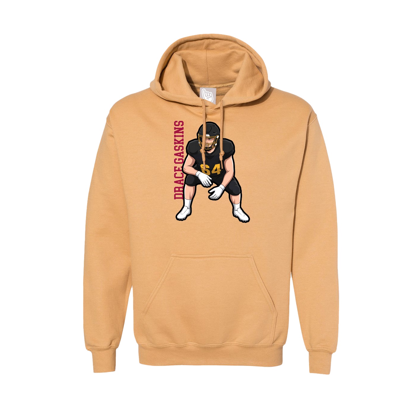 Hoodie — Name Vertical in Vegas Gold
