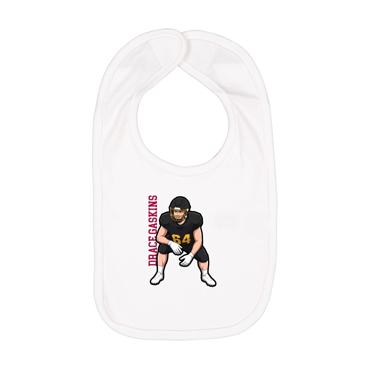 Infant Bib — Name Vertical in White
