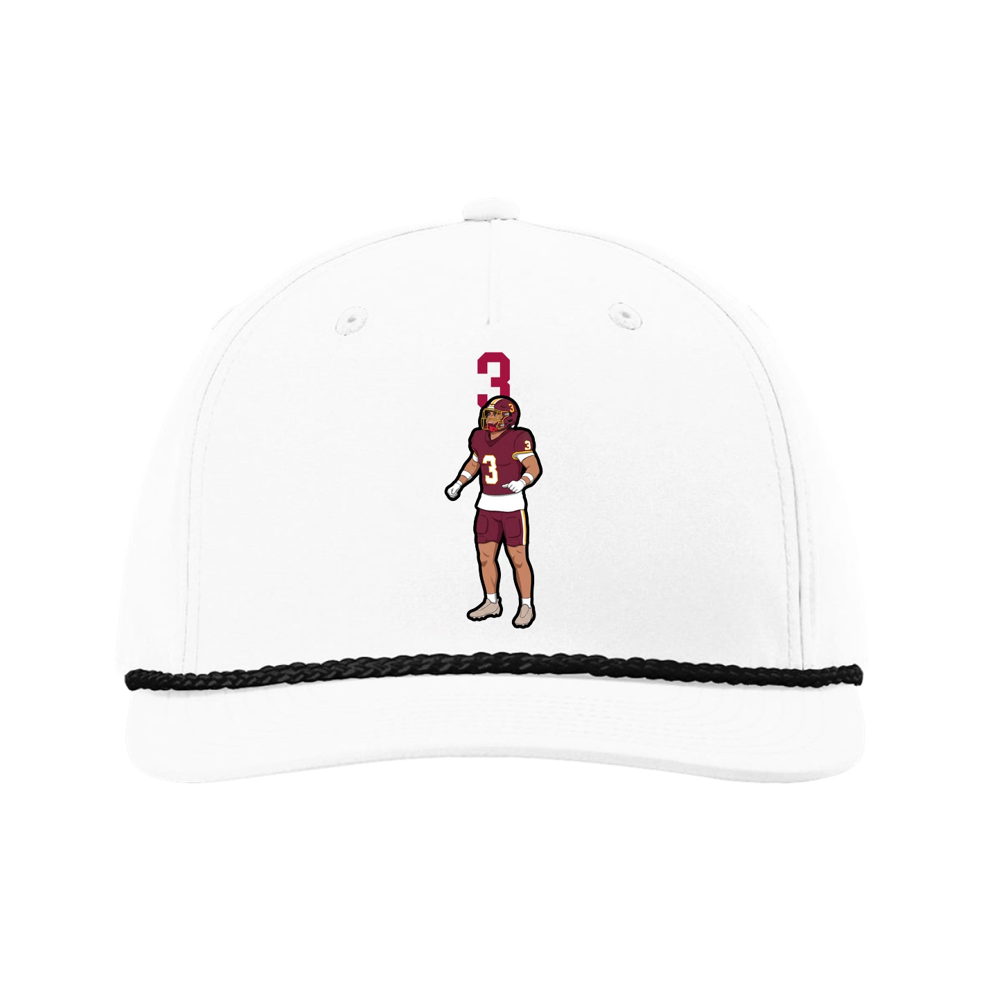 Five-Panel Classic Rope Cap — Number Top in White