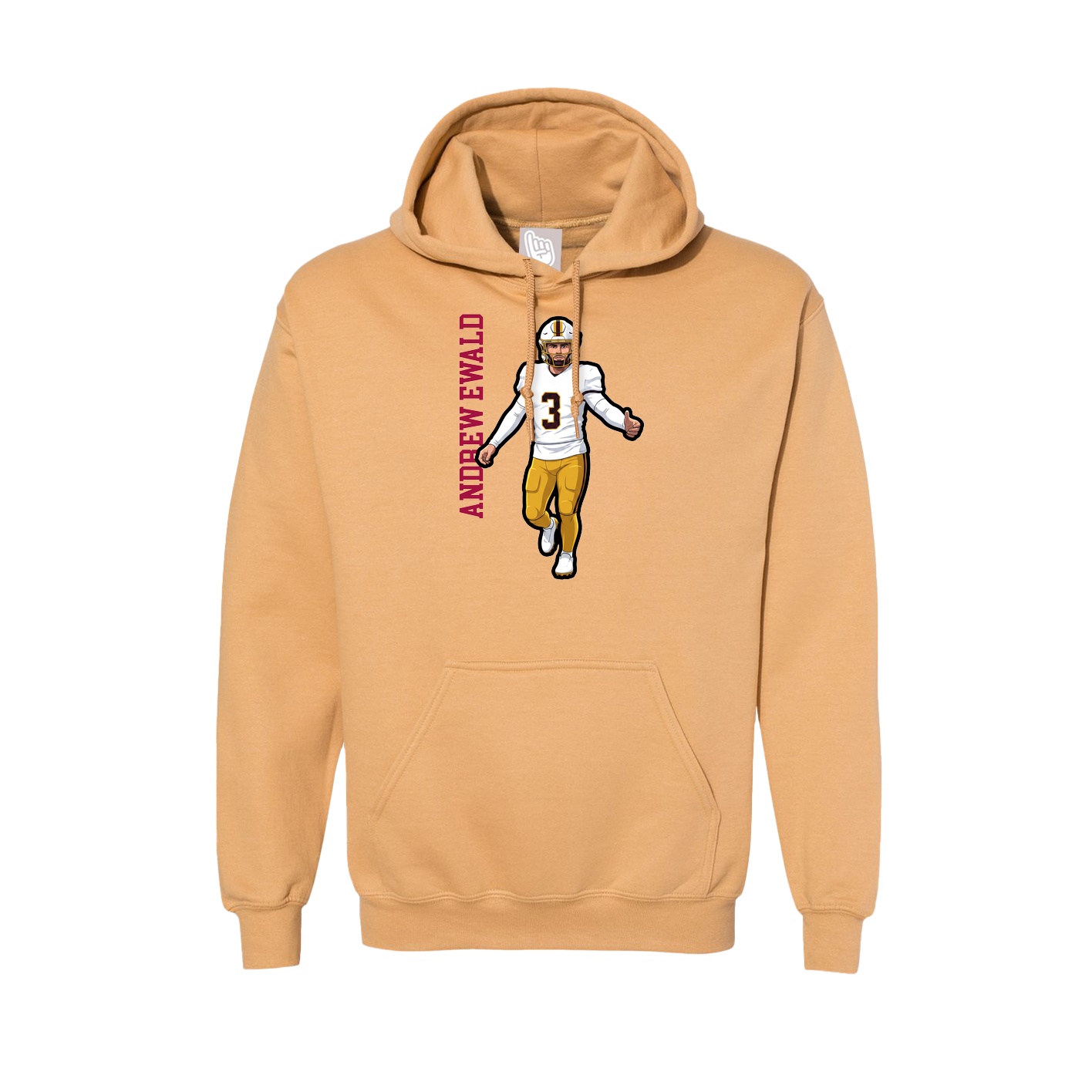 Hoodie — Name Vertical in Vegas Gold