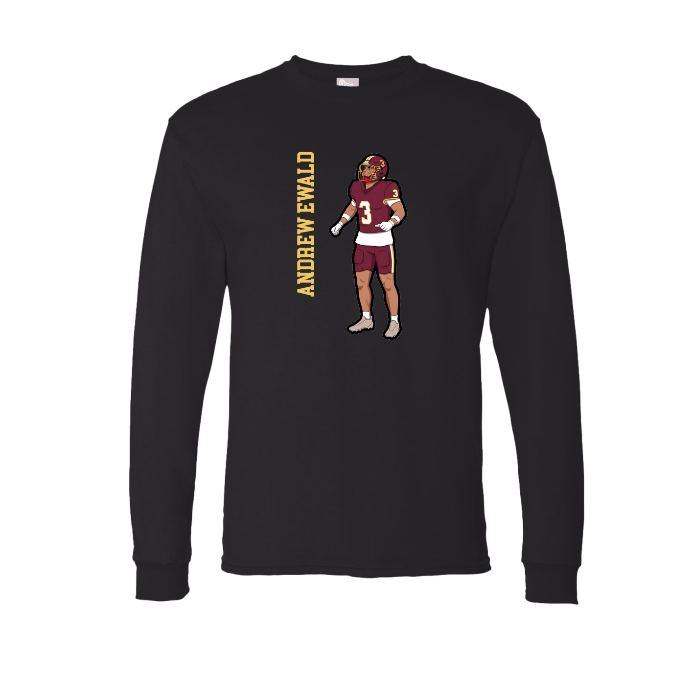 Long Sleeve Tee — Name Vertical in Black