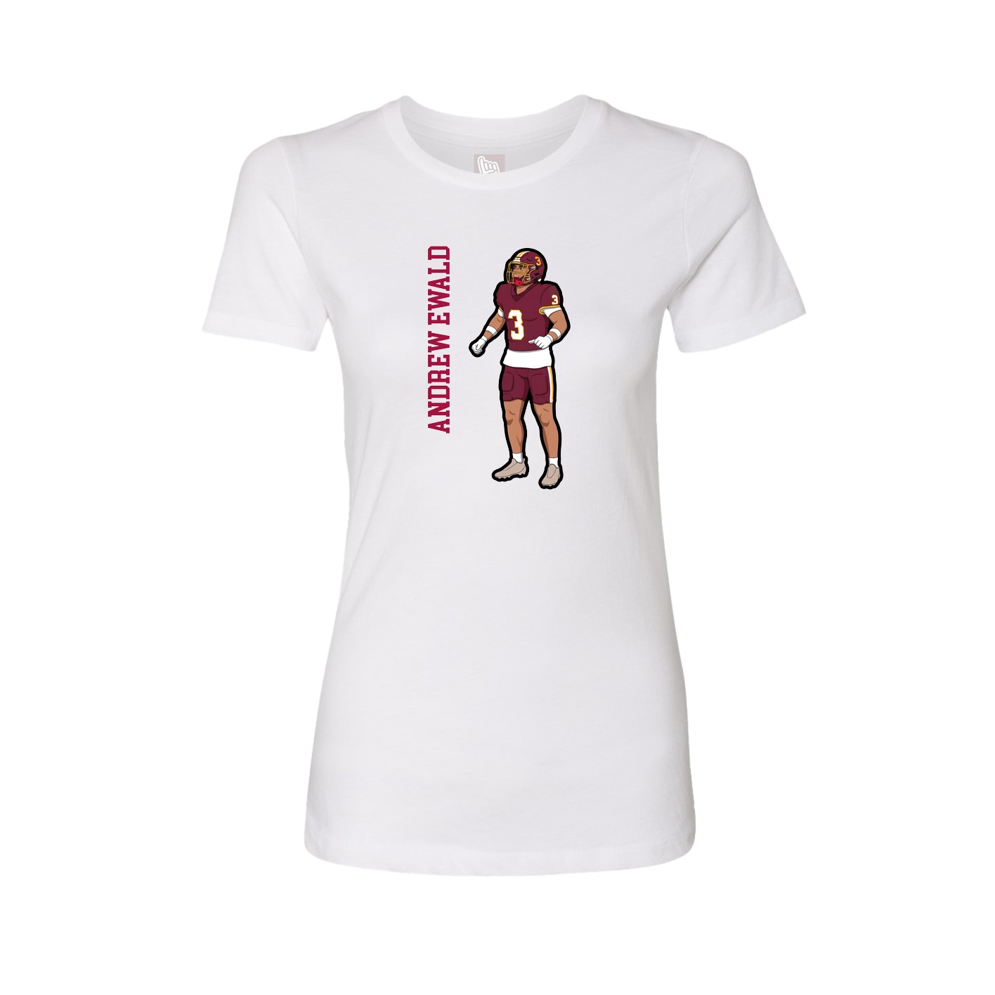 Fitted Women's Tee — Name Vertical in White