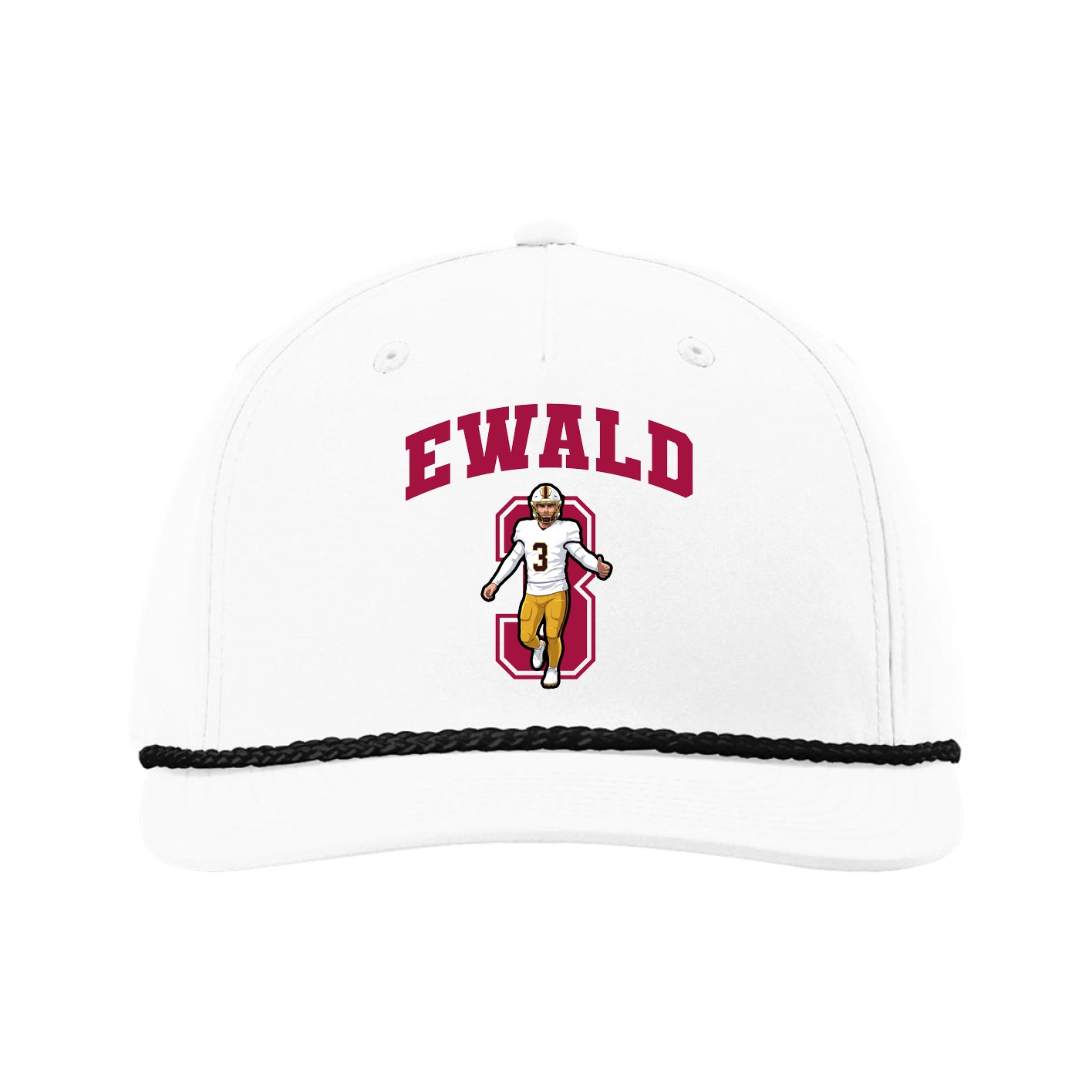 Five-Panel Classic Rope Cap — Number in White
