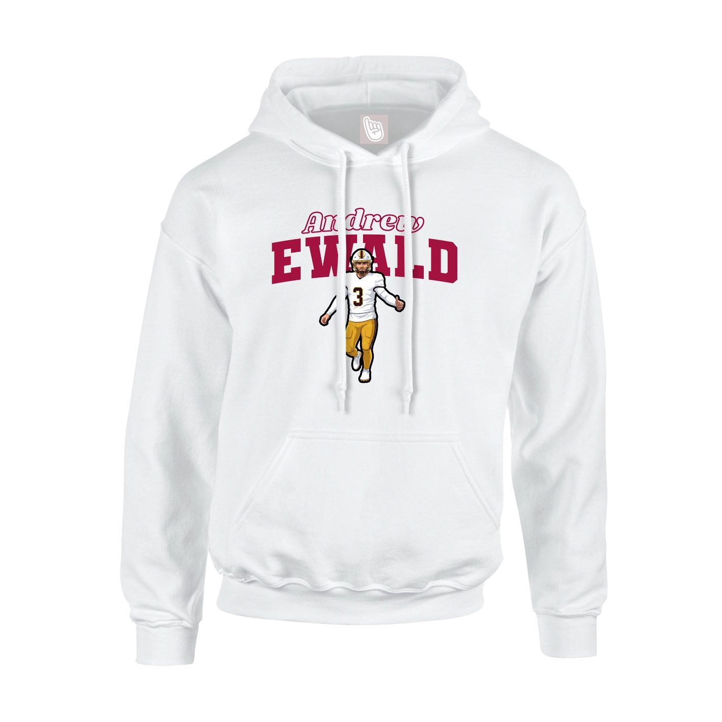 Youth Hoodie — Name Arch in White