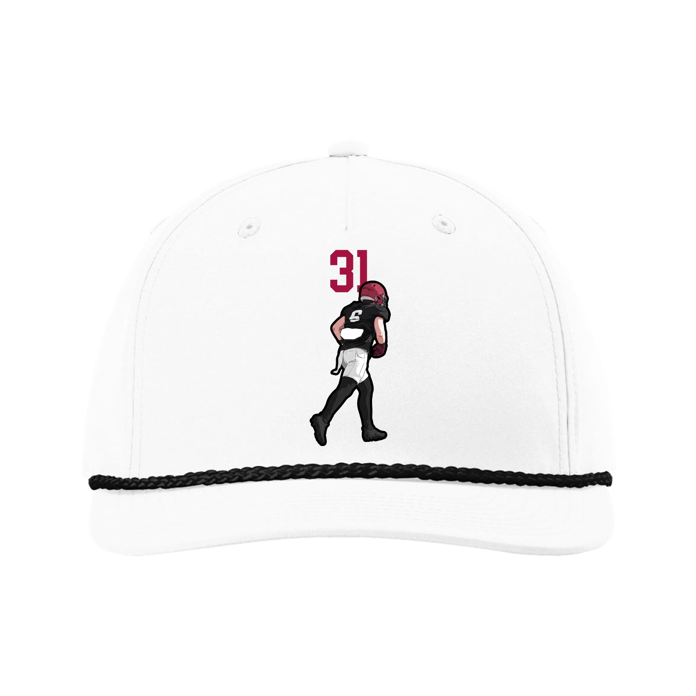 Five-Panel Classic Rope Cap — Number Top in White