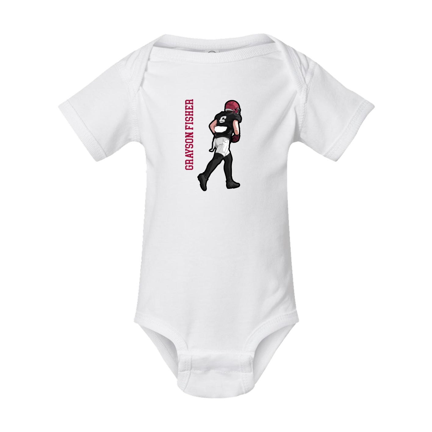 Baby Onesie — Name Vertical in White
